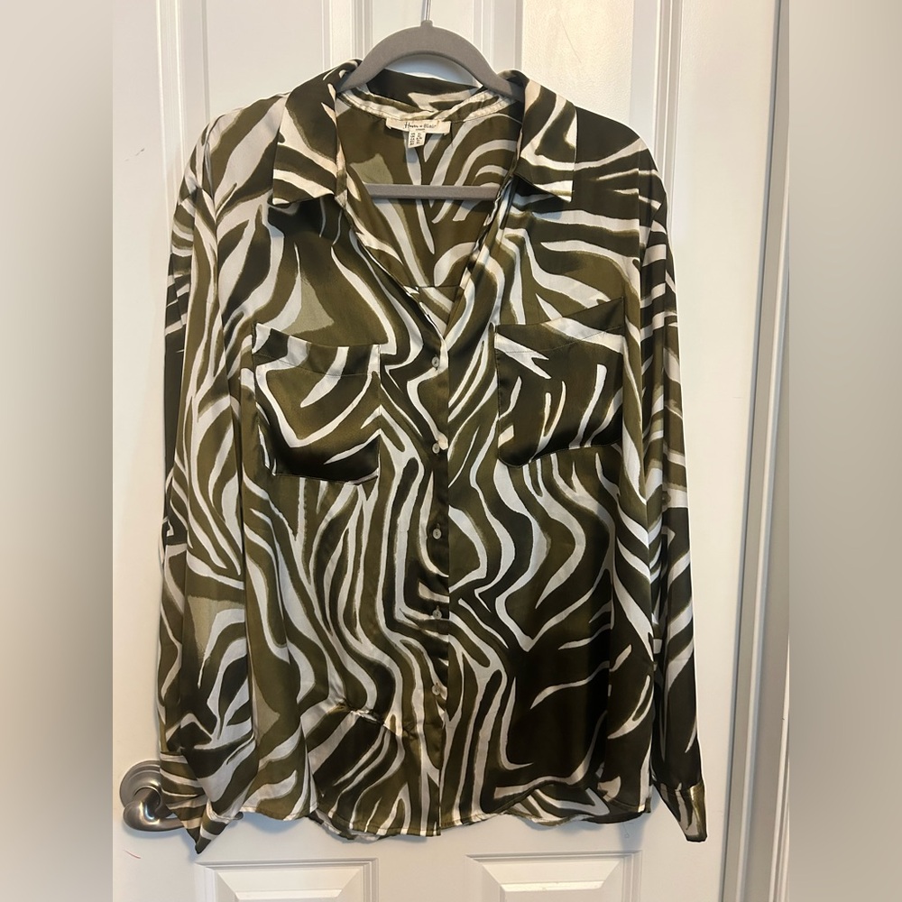 Chic Zebra Print Button Down Shirt